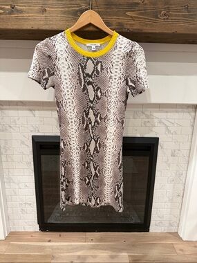 Carven snake print yellow neckline mini dress